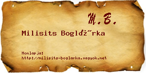 Milisits Boglárka névjegykártya